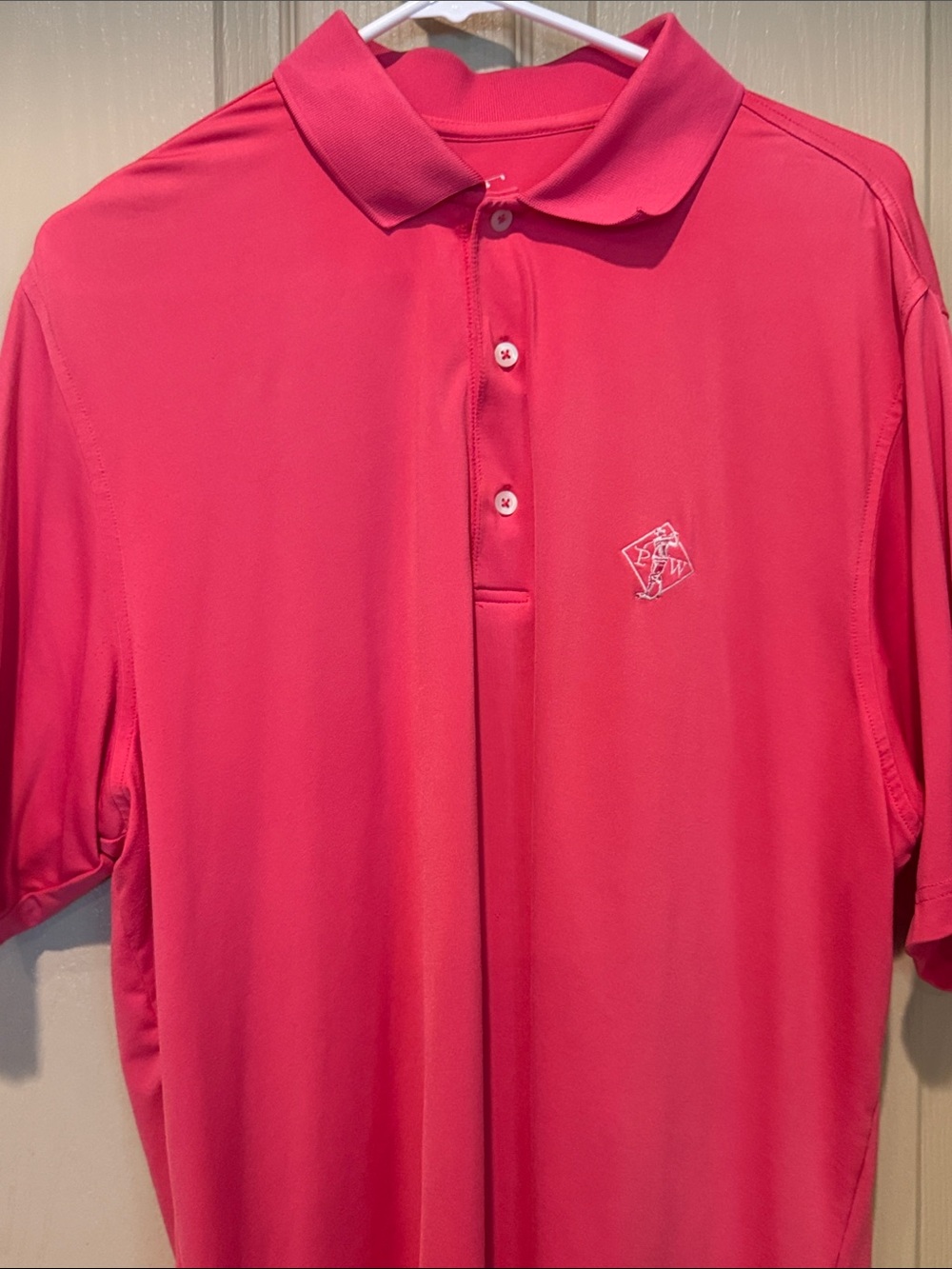 Men's F & G Tech Pink Polo Shirt, L